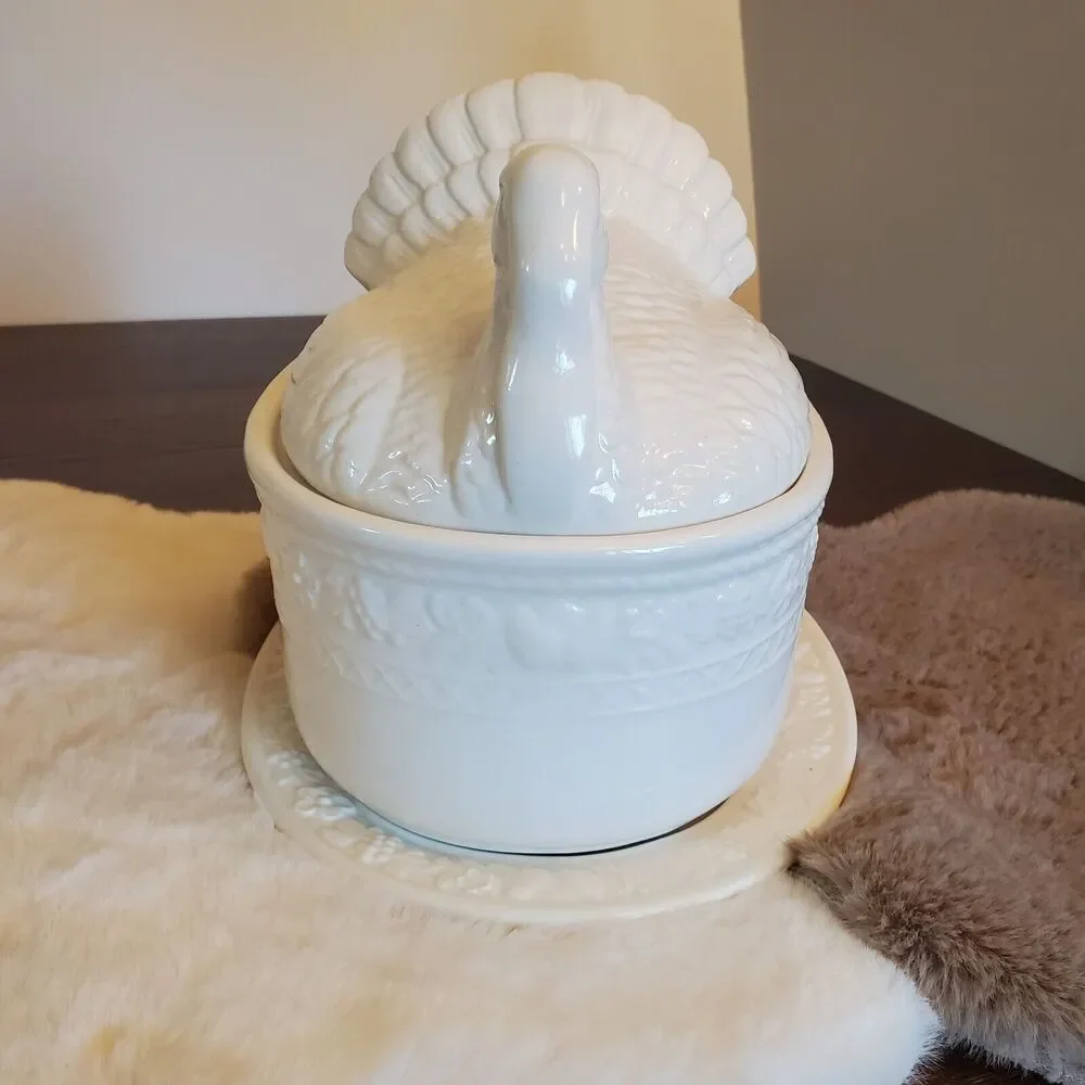 Vtg 4pc Himark 3qt Ceramic Soup Tureen Ches. Collection Japan Turkey Centerpiece - Picture 3 of 16